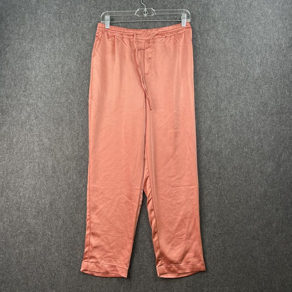 Skies Are Blue Pants Women's Small Orange Pink Satin Pull On